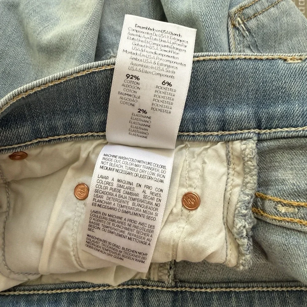 MOTHER The Sacred Mini‎ Fray Skirt Size 27 Written In The Sand Denim Mini Skirt